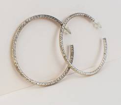 Large fancy hoop earrings silver, 2'' inch scales hoops stud, cool huge c hoops - $39.00