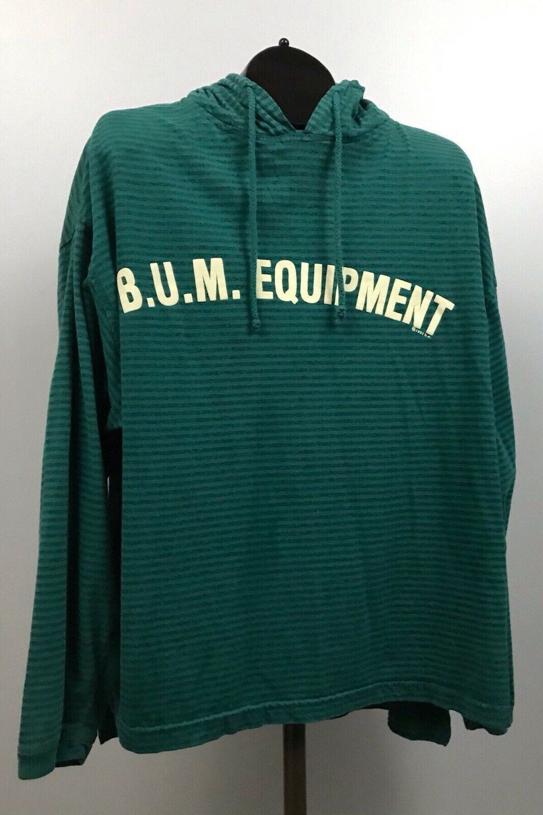 1990s Hooded Sweatshirt / 90s Retro Stripe Bum Equipment Hoodie
