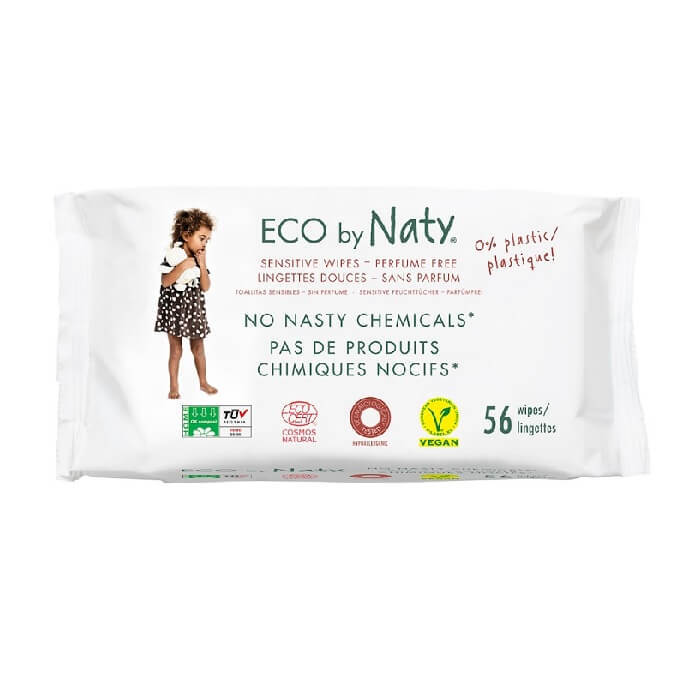 Naty Baby Cleansing Wipes For Body Sensitive Organic Unscented 56 pcs