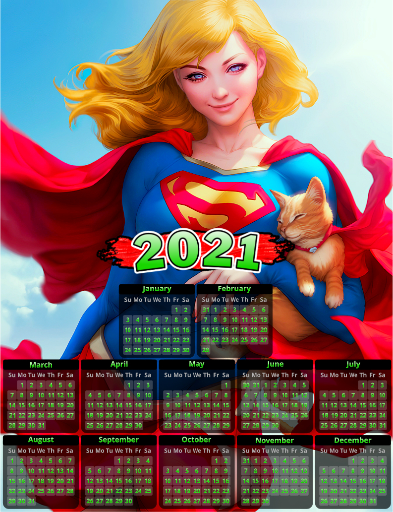 Supergirl Mini Wall Calendar 2021 (See Description) - Posters & Prints