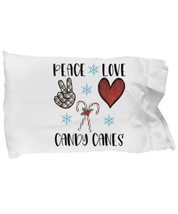 Peace Love Candy Canes Winter Design for Christmas Microfiber Pillow Case - $19.95