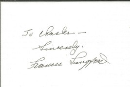Frances Langford Signed 3x5 Index Card Yankee Doodle Dandy
