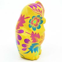 Handcrafted Painted Clay Ceramic Yellow Fiesta Art Design Owl Figurine Made Peru image 4