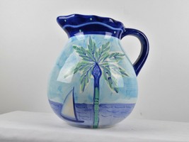 Housenware 8&quot; blue tropical pitcher Mary Jane Mitchell - $16.83