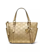 NEW MICHAEL KORS GOLD LEATHER ZIP FRONT HAND BAG  TOTE $328 - $199.99