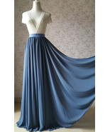 Women DUSTY BLUE Chiffon Maxi Skirt High Waist Maxi Chiffon Wedding Maxi Skirt - $62.99