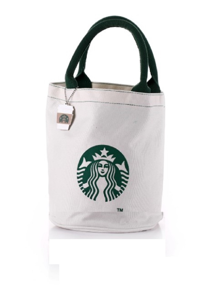 Starbucks Coffee Canvas Bag with Keychain Bucket Type EcoFriendly