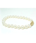 CULTURED PEARLS Strand BRACELET with 14K GOLD Clasp - 7 inches long - EL... - $180.00