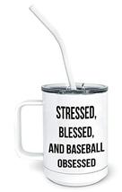 PixiDoodle Obsessed Baseball Fan Insulated Coffee Mug Tumbler with Spill-Resista - $32.29