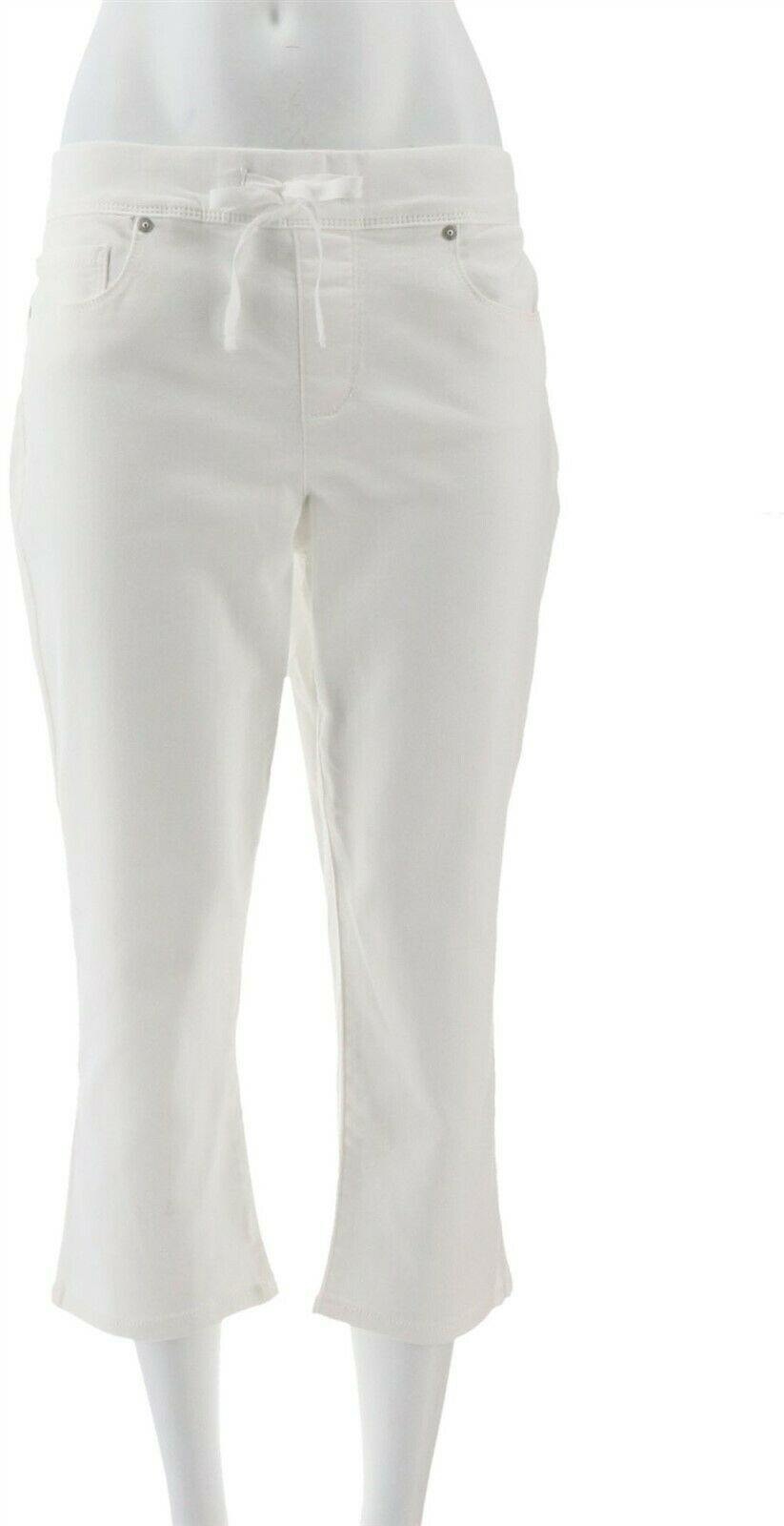 Martha Stewart Knit Denim Pull-On Capri Jeans Optic White 4 NEW A309326