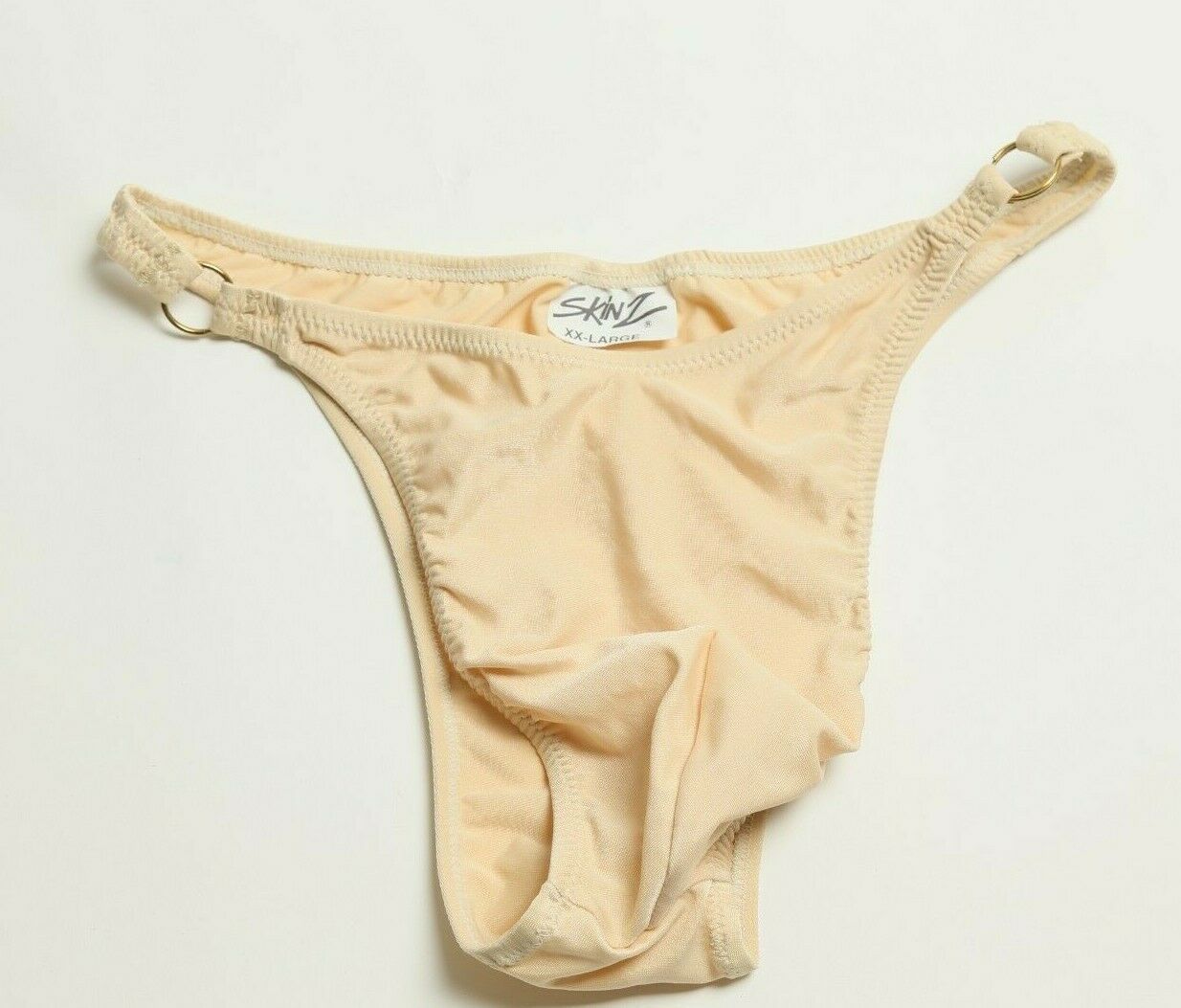 SKINZ XXL Skinzwear Men's Pouch Thong Swimsuit 2XL Beige Skin Tone