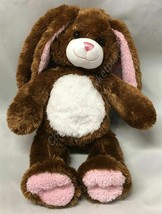 15&quot; BABW Dark Brown And White Bunny with Pink Sparkle Ears - $15.68