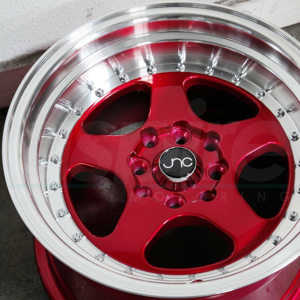 One 17x9 JNC 010 JNC010 5x100 25 Candy Red Machine Lip Wheel Rims - Wheels