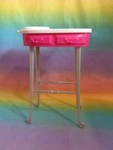 2014 Mattel Dollhouse Pink &amp; White Tall Table Part w/ White Top - as is - $3.51