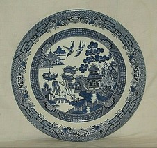 Vintage Willow Blue Georgian Shape Churchill 12-5/8" Chop Plate Platter England - $59.39