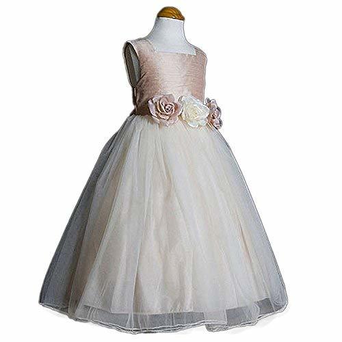 Kids Dream Big Girls Dusty Rose Silk Tulle Flower Girl Easter Dress 8 ...