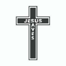 Cross with Jesus Saves in Distressed Letters Sticker Decal - $2.49+