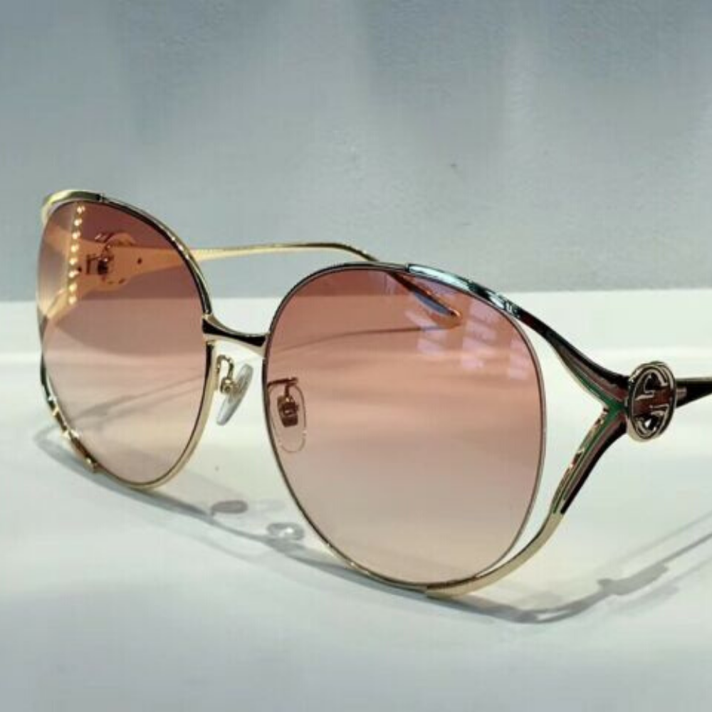 Gucci Sunglasses GG0225S - 005 Pink Lens Gradient Women Brand New