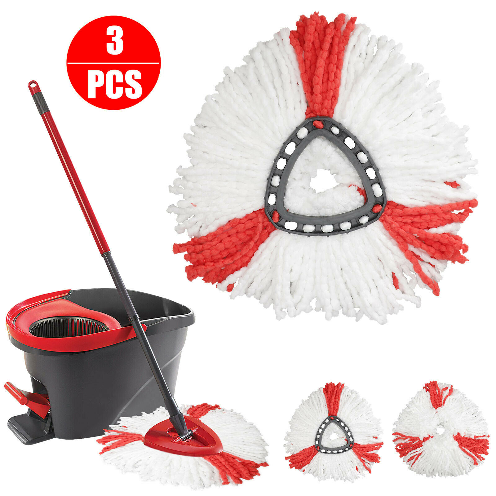 1/2/3x Microfiber Replacement Spin Mop Head Refill for OCedar Easy