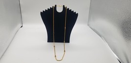 Vintage Gold Tone Tic Tac Shaped Linked Necklace With Small Amethyst Stones EUC - $19.32