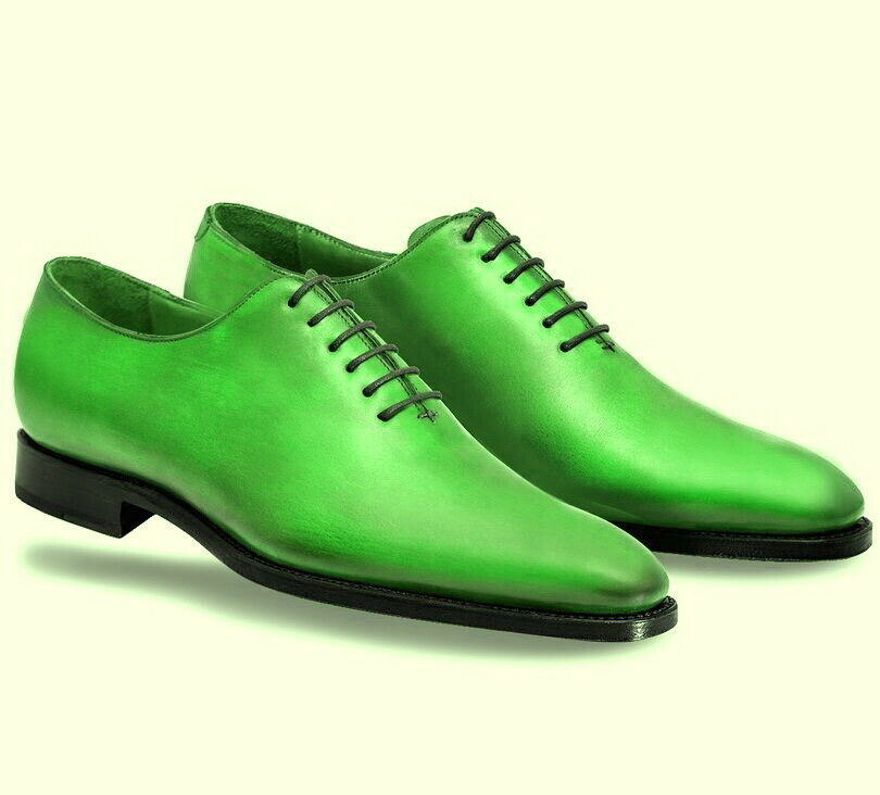 Green Oxford Men's Whole Cut Leather Dress Shoes Premium Quality ...