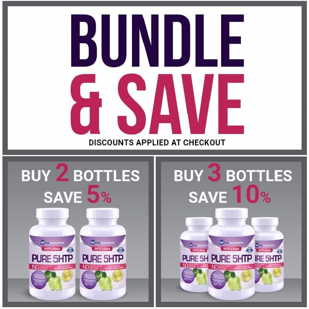 Pure 5HTP (5Hydroxytryptophan) Plus GABA Serotonin Support for Sleep, Mood Dietary Supplements