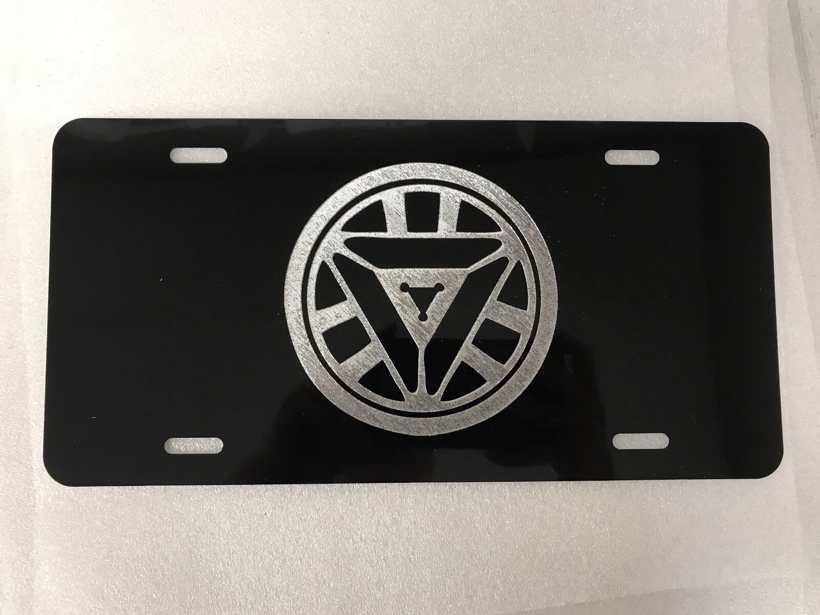 Ironman Arc Reactor Logo Car Tag Diamond Etched on Aluminum License Plate