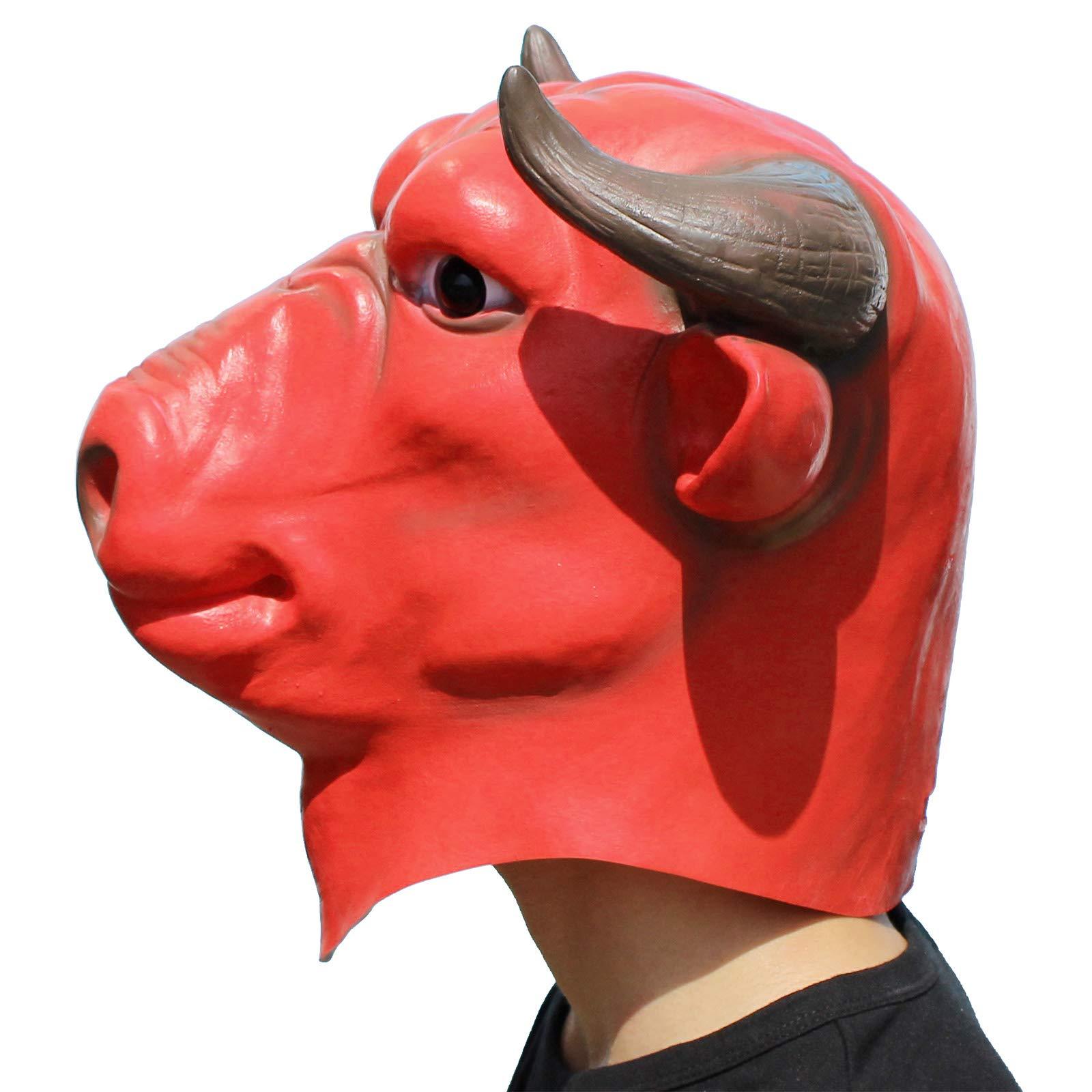 Creepyparty Deluxe Halloween Costume Party Latex Bull Head Mask（ox Head