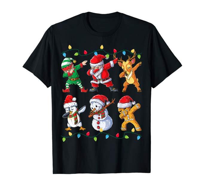 ugly christmas sweater- Dabbing Santa Elf Friends Christmas Xmas sweater tee S2