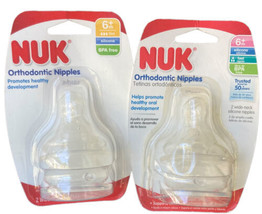 Nuk Orthodontic Nipples 6M Fast Flow Silicone Wide Neck Made In Germany 4 Total - $17.75