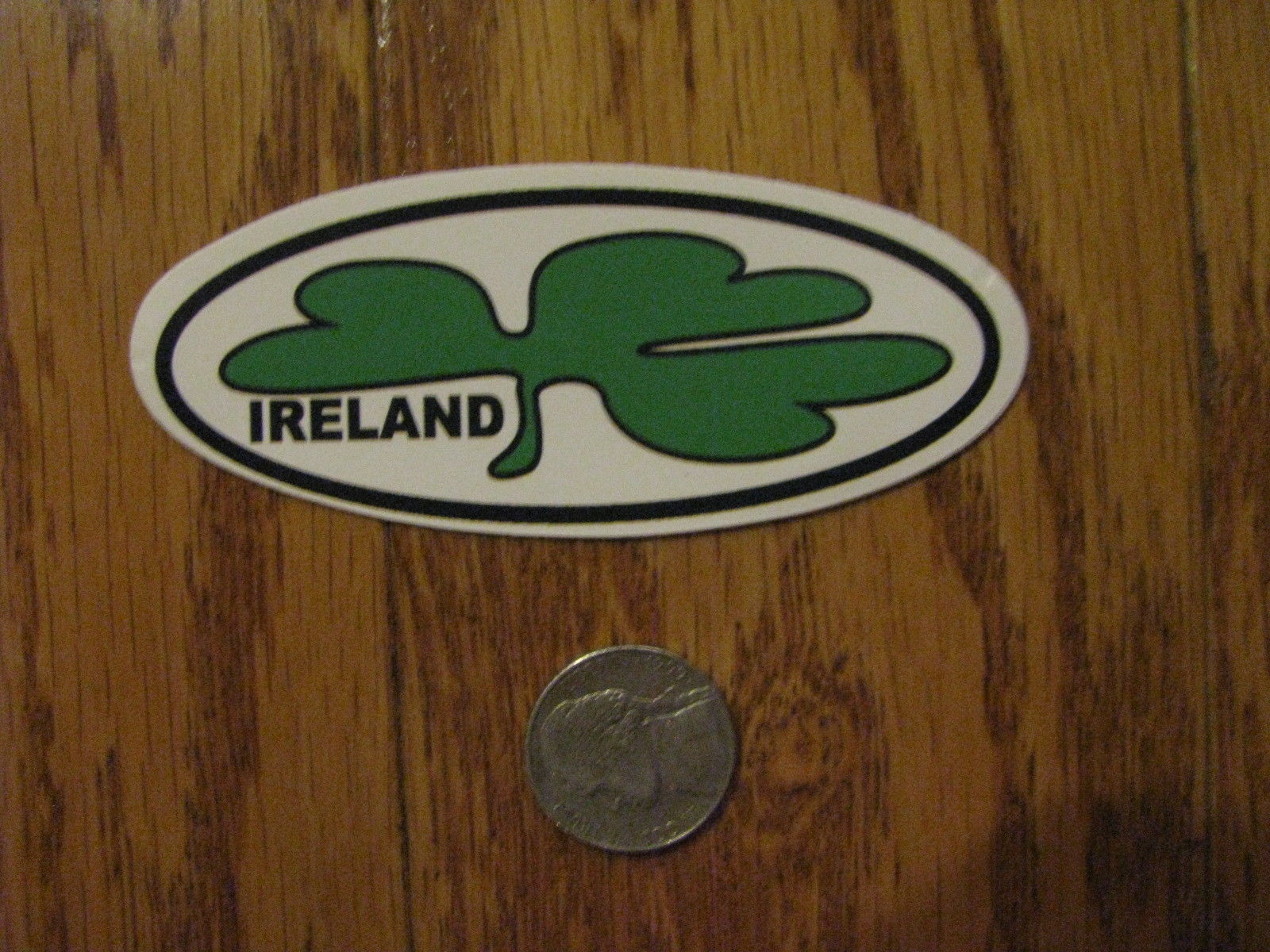 Hand made Decal sticker round Ireland Eire Shamrock Irish for biker