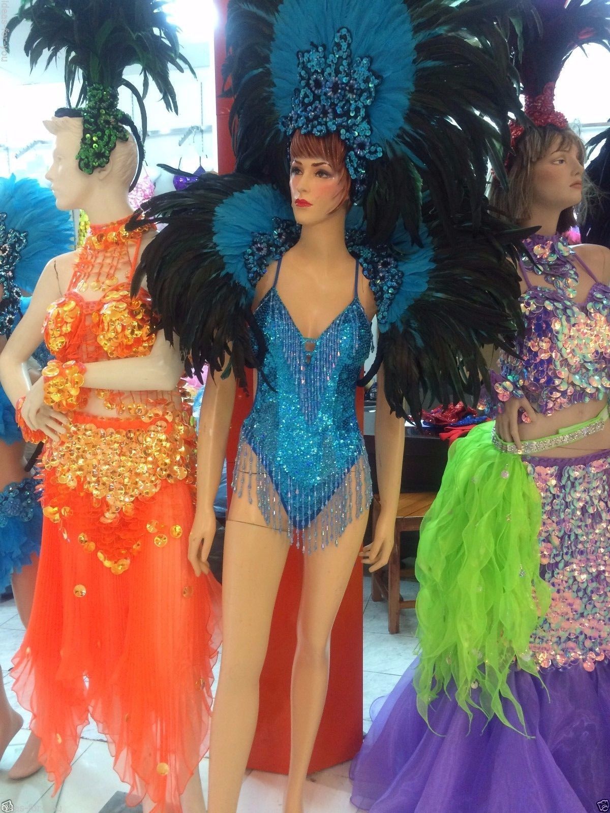 Dress Cabaret Showgirl Vegas Costume Feather Gown Vavavoom Dancer Show