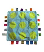 Taggies Blue Green Circle Polka Dot Lovey Baby Security Blanket 12&quot; Square - $12.86