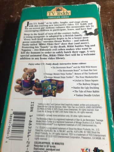 TV Teddy Rikki-Tikki-Tavi VHS Tape Orson Welles Narrator-Rudyard ...