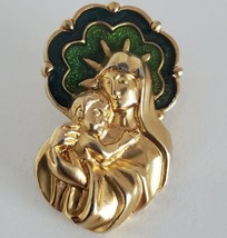 Religious Madonna Child Pin Christian Tie Tack Gold Tone Avon Signed Jes... - $21.08
