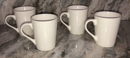 Royal Norfolk Off White Tall Stoneware Coffee Mugs Dinnerware Cups-Set Of 4-NEW - $54.33