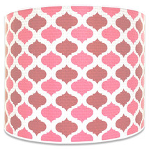 Royal Designs Pink Mediterranean Pattern Shallow Drum Hardback Lamp Shade - $56.38+