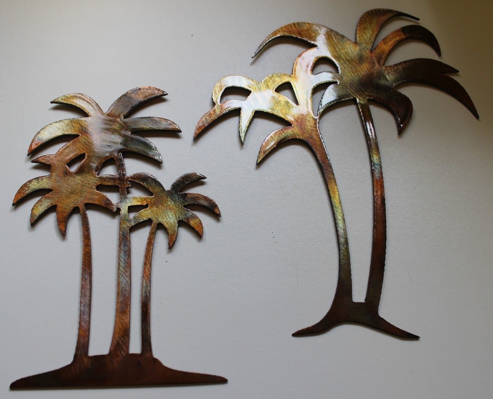 Palm Tree Set Large Pair Metal Wall Art Decor Sculptures & Figurines