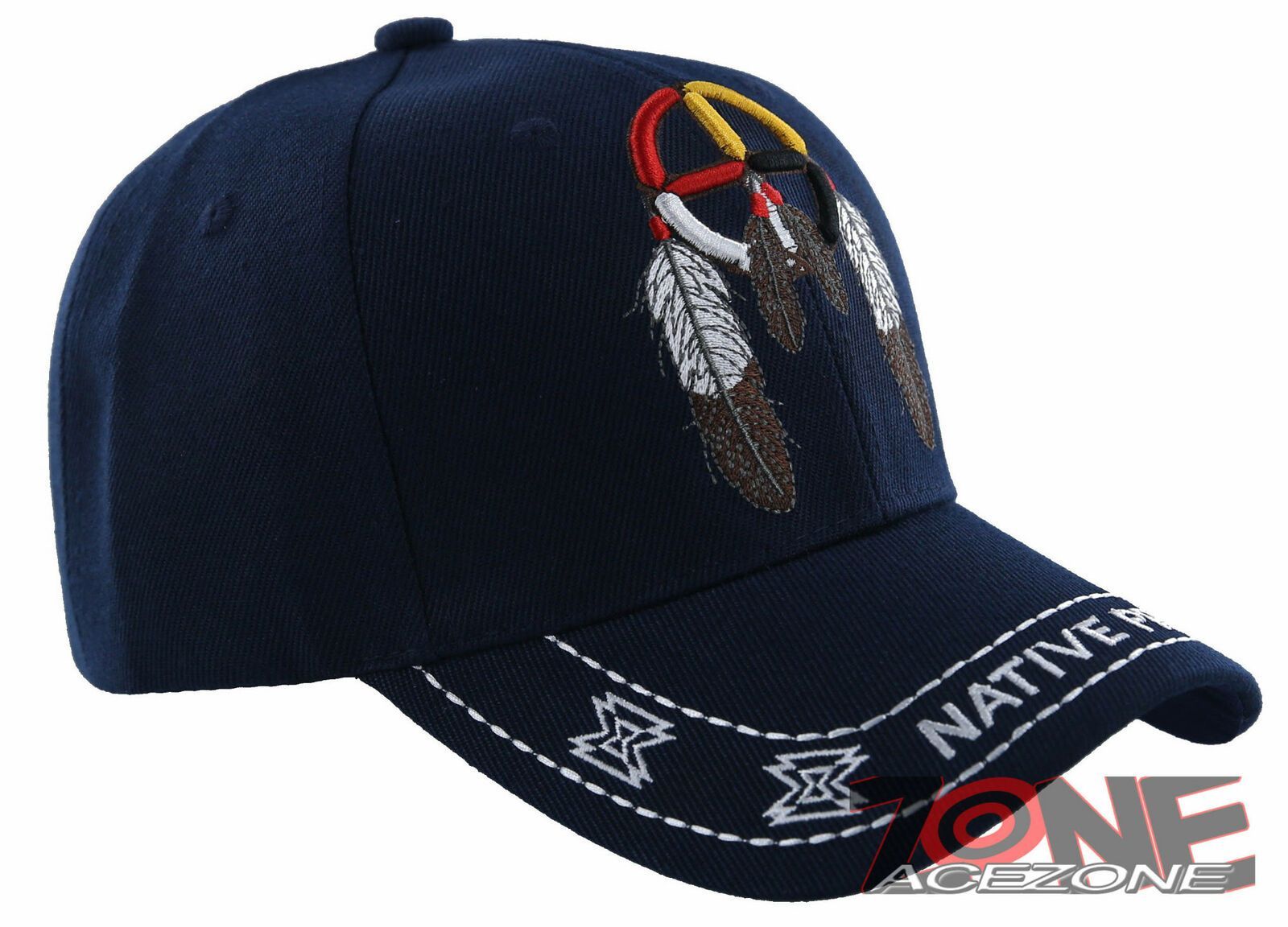 NEW! NATIVE PRIDE INDIAN AMERICAN MEDICINE WHEEL HOOP FEATHER CAP HAT