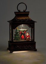 Christmas Scene Water Lantern with Santa by Fireplace 9.84" High Glitter Snow image 2