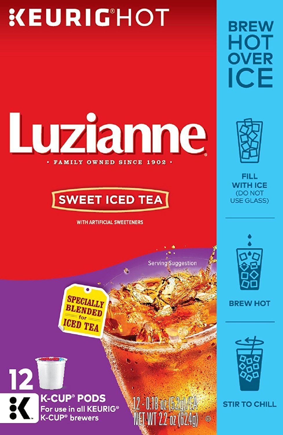 Luzianne Sweet Iced Tea Keurig KCup Pods (24 Count) 24 Pods Coffee