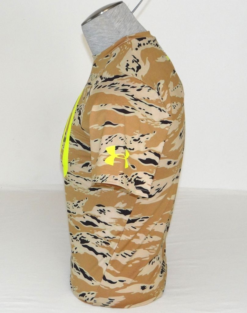 Under Armour Captain America Brown Camo /& Neon Yellow Compression Shirt Mens NWT