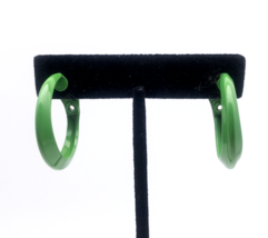 Green Hoop Earrings Clip-On 1-1/4" Fashion Jewelry St Patricks Day - $2.00
