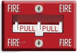 Fire Alarm Pull Down Triple Light Switch Wall Plate Cover Man Cave Garage Decor - $17.66