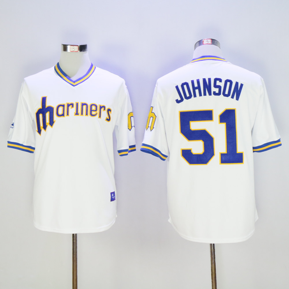 Seattle Mariners 51 Randy Johnson Baseball Jersey White Retro