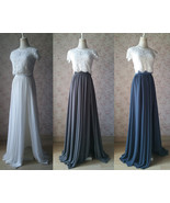 High Waisted Chiffon Maxi Skirt White Pink Red Black Chiffon Skirt Plus ... - $53.54