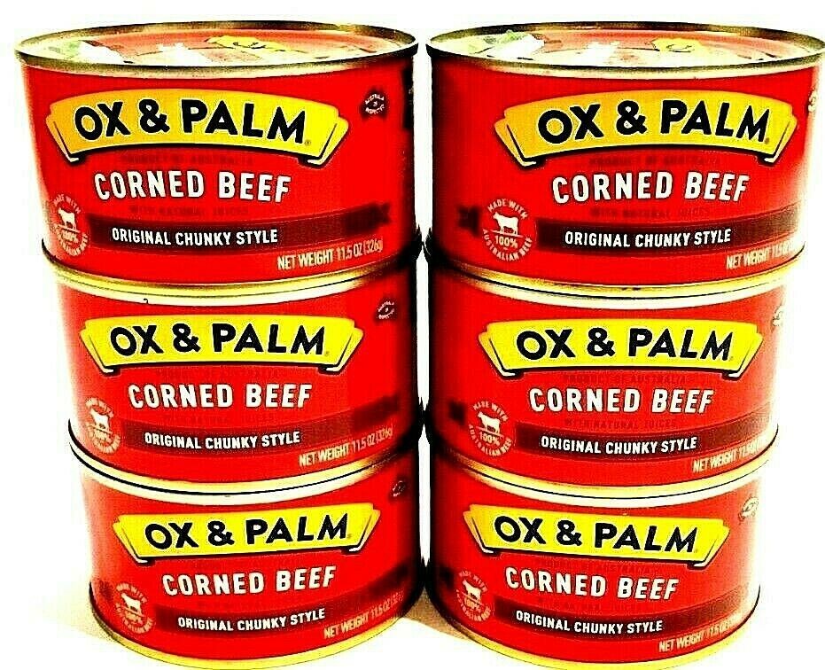OX & Palm Corned Beef with Juices Original Chunky Style 11.5 oz ( Pack