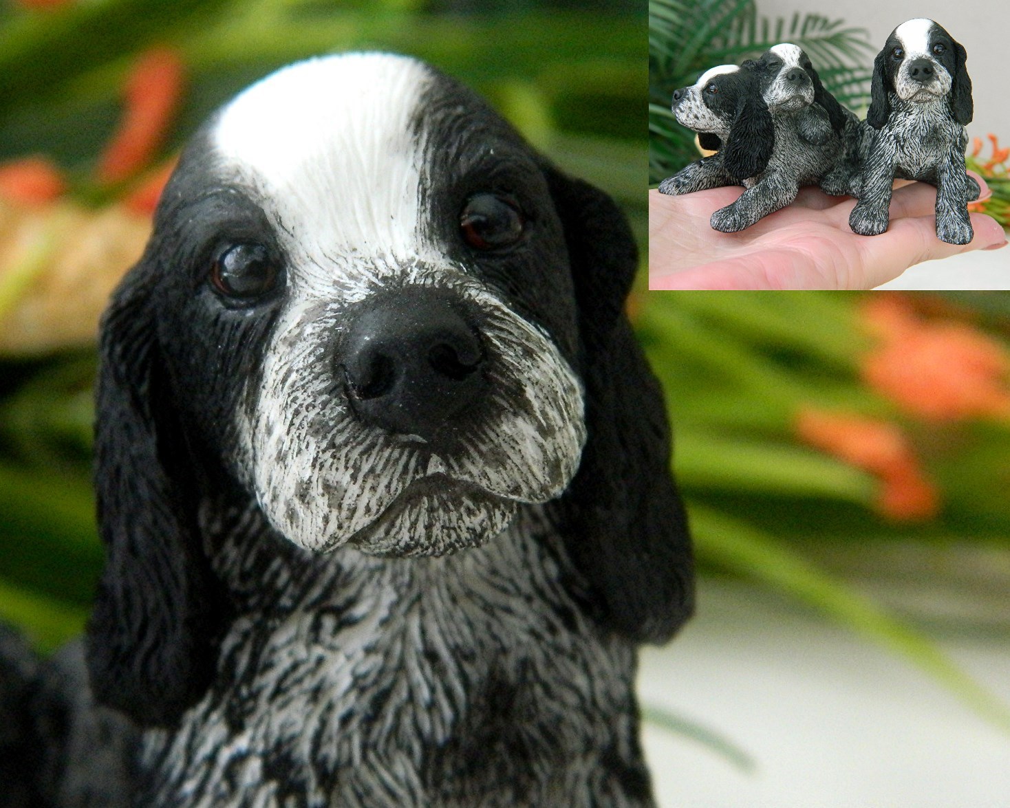 blue roan cocker spaniel figurine