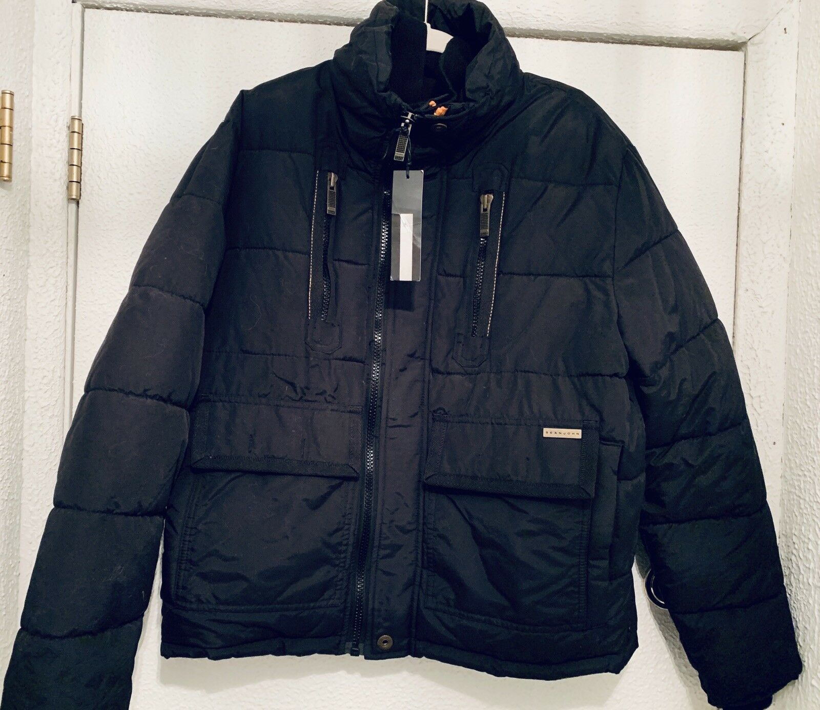 Sean John Black Puffer Coat Jacket 