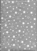 New White Stars on Gray Soft Double Napped Flannel Fabric by the Quarter... - $3.22